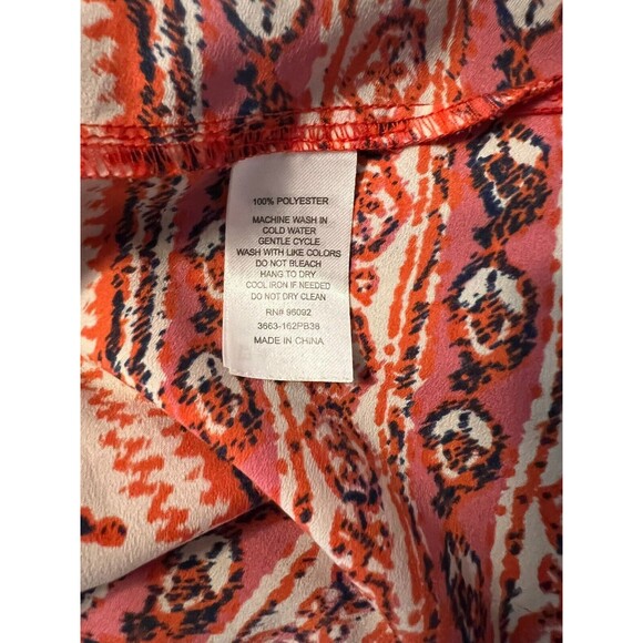 Dalia Women's Boho Split V-Neck Tank Top Size M Red / Blue Ikat Print - Picture 5 of 8